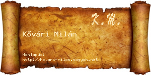 Kővári Milán névjegykártya